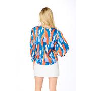 Royal and Orange Stewart Simmons The Abstract 3/4 Sleeve Blouse